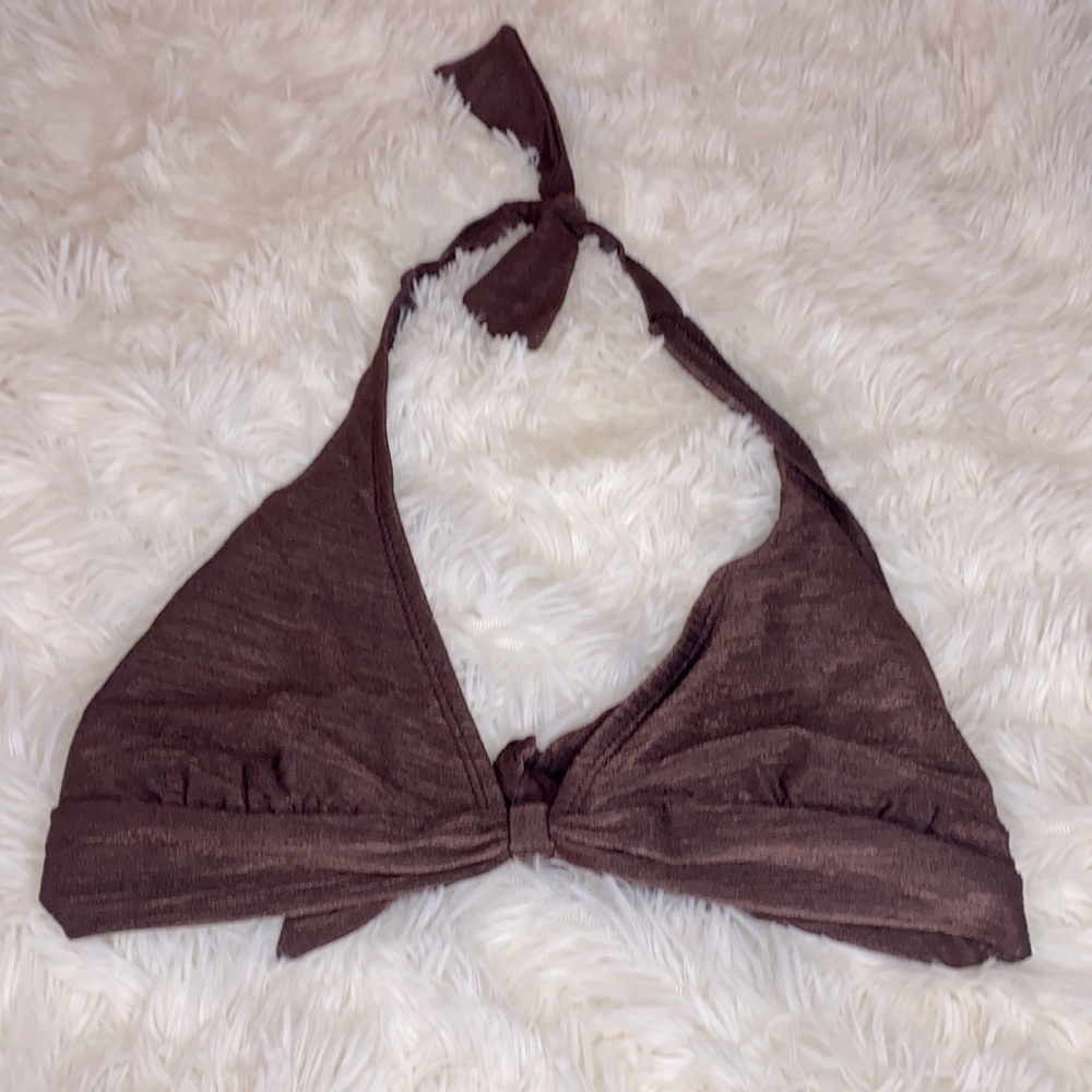 Athena Brown Halter Bikini Swim Top Size 10